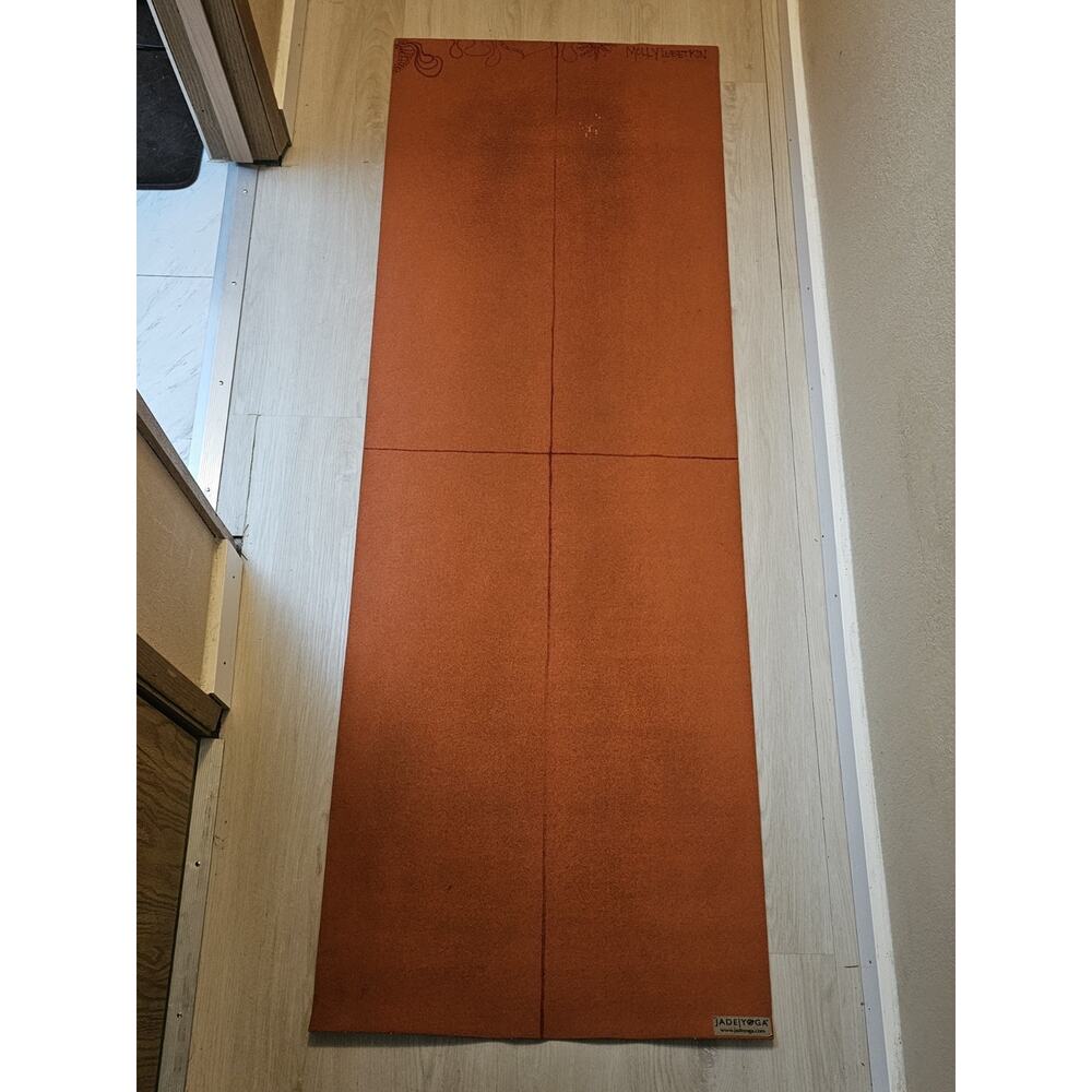 Jade Yoga Voyager Mat - Orange w/ Red Stripes - Size 68" x 24" - EUC